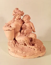 Fauno feminino com seu filho (terracota)